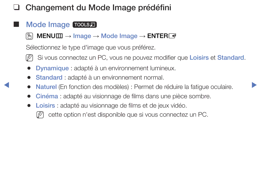 Samsung UE28J4100AWXZF manual Changement du Mode Image prédéfini , Mode Image t, OO MENUm → Image → Mode Image → Entere 